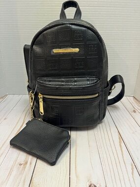 Steve Madden Black Textured Mini Backpack with Coin Pouch